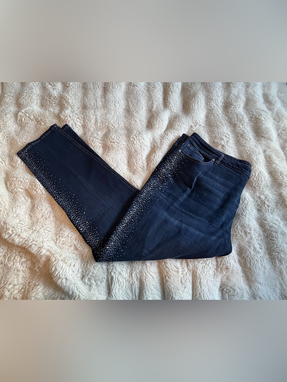 Poppy & Grace 24W Rhinestone Embellished Skinny Jeans Dark Wash Stitchfix